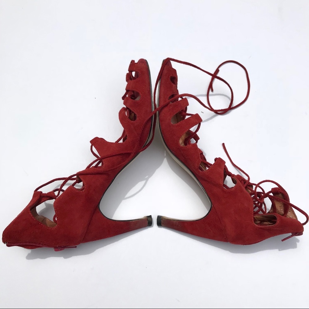 Jeffrey Campbell red lace up heels - Picture 7 of 8